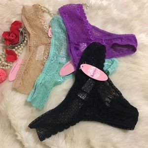 All over lace thong, 4 for 15
